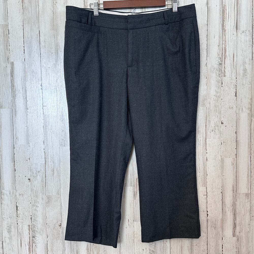Banana Republic Jackson Wide Leg Crop Wool Pants 16 Gray Lined Minimalist EUC